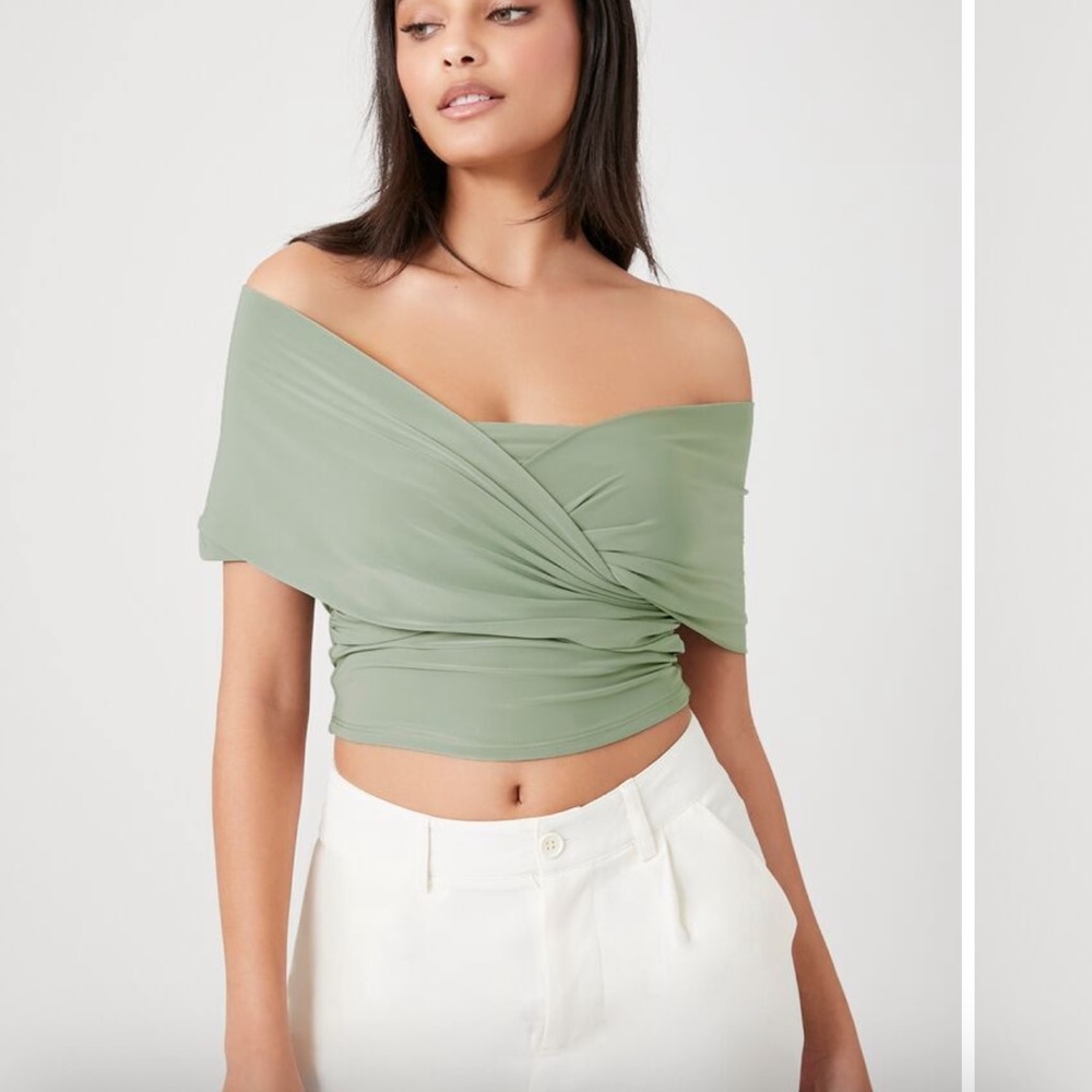 Mint off shoulder top